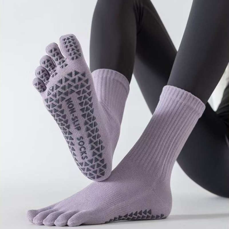 Grip Sock Yoga - Unisex Five‑Toe Yoga Socks Mid‑Calf Non‑Slip