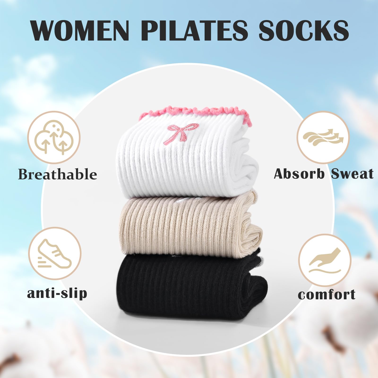 3 Pairs of Anti-Slip Grip Pila - Grip Sock Yoga ulasan dan harga